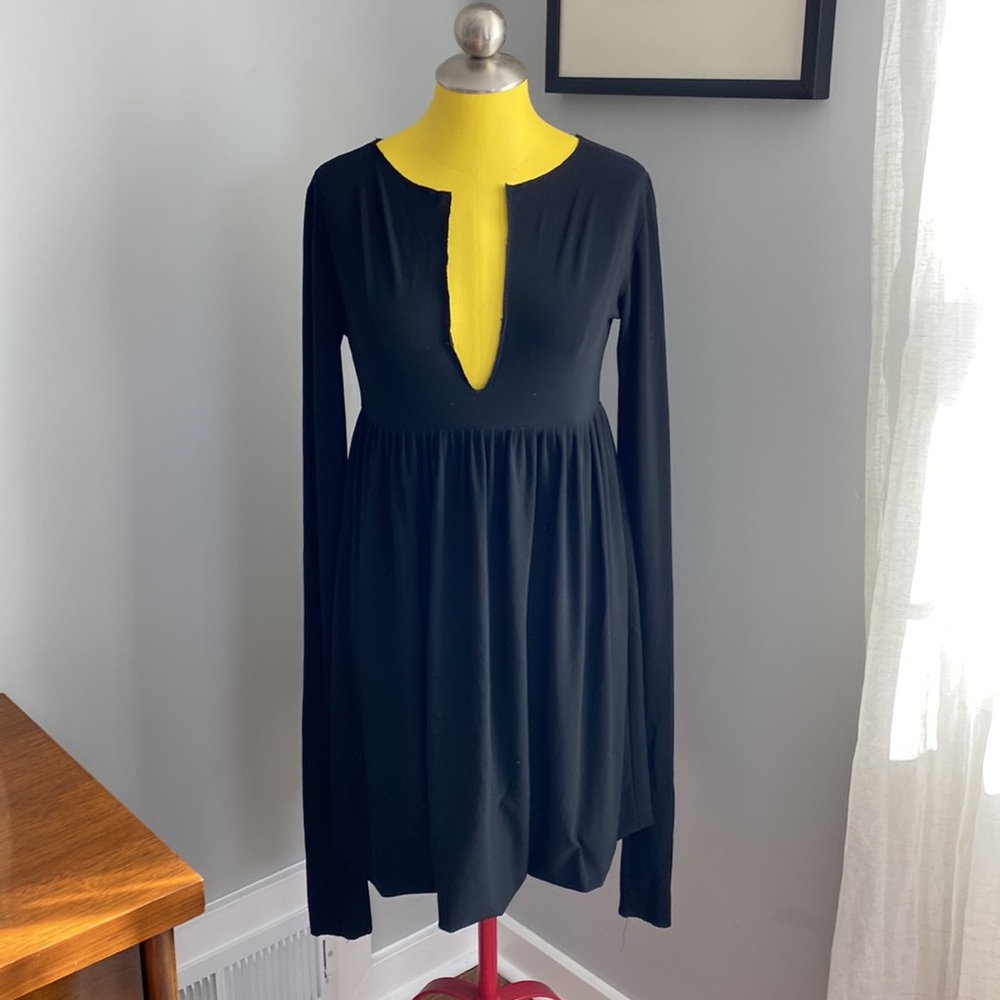 Norma Kamali long-sleeve tunic dress w/deep V-neck